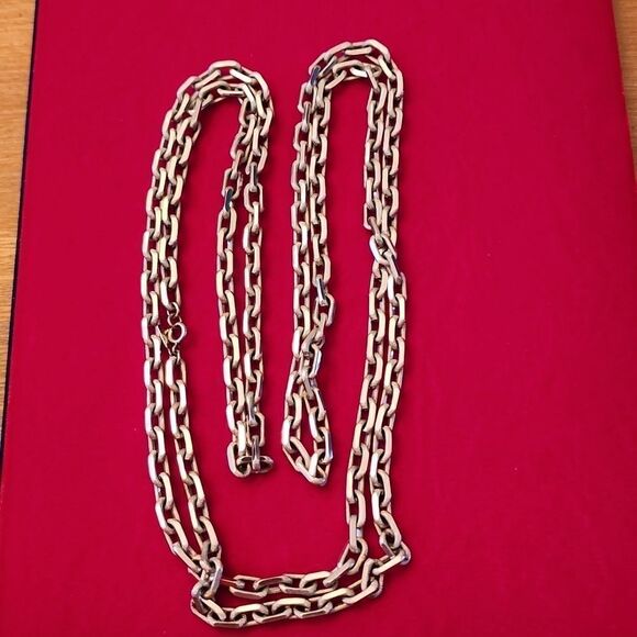 Monet Vintage Signed Silver Cable Chain Necklace - Picture 1 of 4